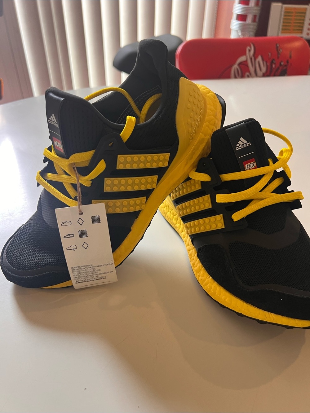 adidas Kids Black and Yellow LEGO-Inspired Sneakers